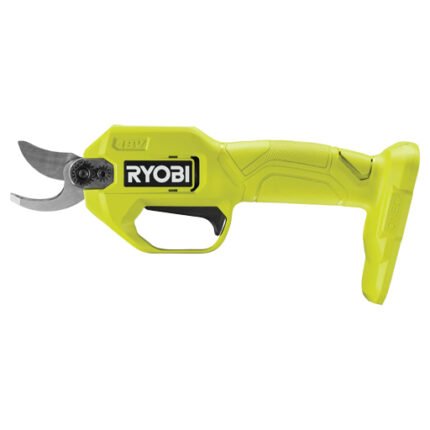 Ryobi 18V Cordless Secateurs, showcasing the ergonomic design and sharp blades, perfect for garden tools.