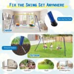 Swing Set for Kids featuring the reliable A-shaped carbon steel frame and reinforced crossbars for stability.