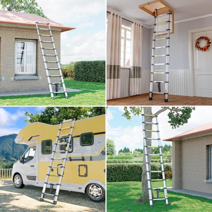 Échelle Télescopique Bm Tools 3.8m En Alu Avec Stabilisateur - Charge 150kg - Image 2